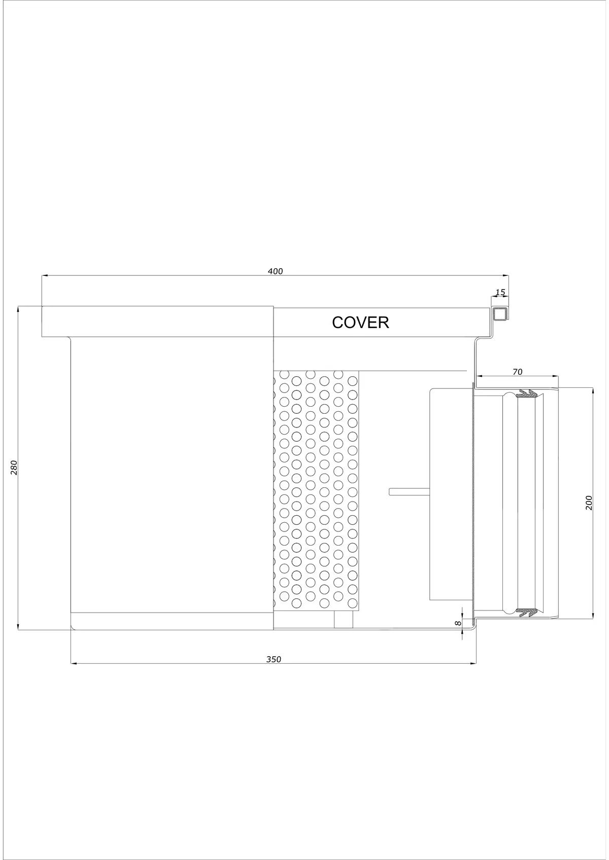 Gulvafløb BK_KRB 400x400 DN 200 - Enkelt Horisontal