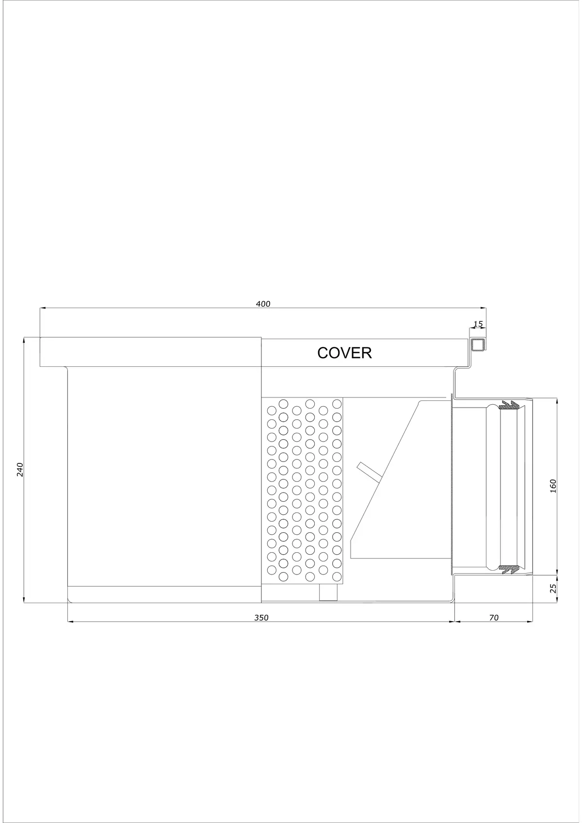 Gulvafløb BK_KRB 400x400 DN 160 - Enkelt Horisontal