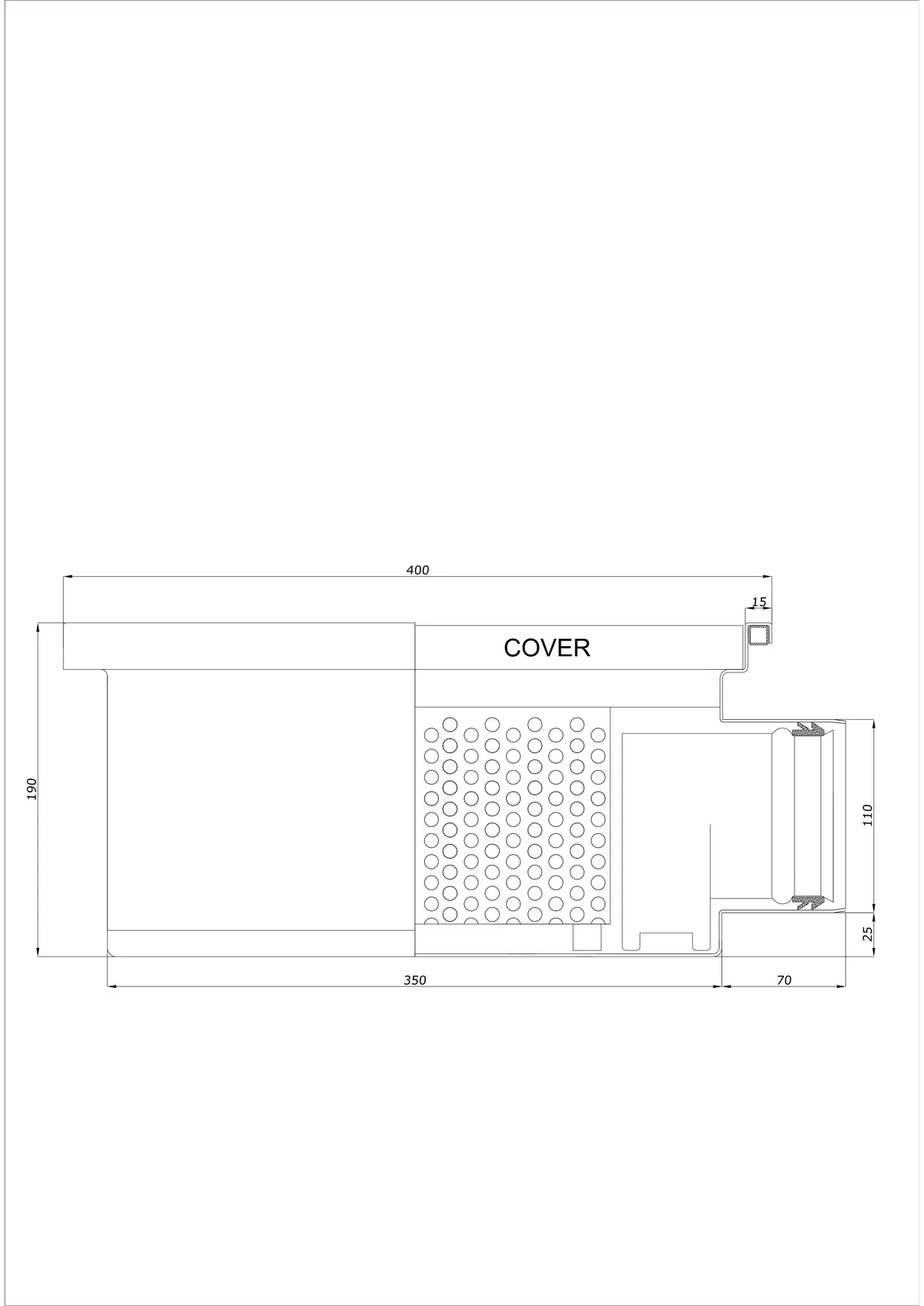 Gulvafløb BK_KRB 400x400 DN 110 - Enkelt Horisontal